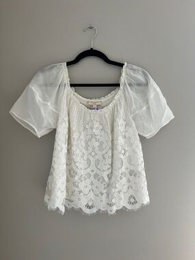 White Lace Blouse Top